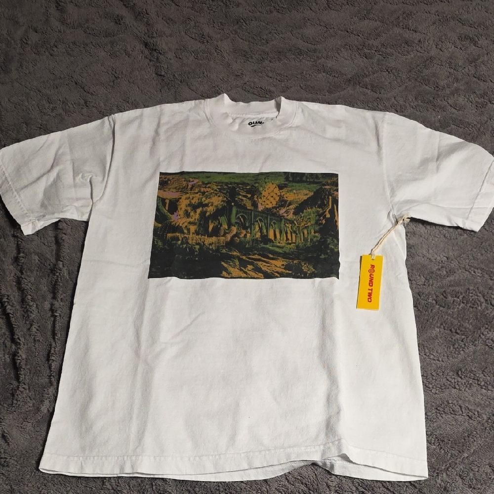 Round Two White Nature Print Tee
